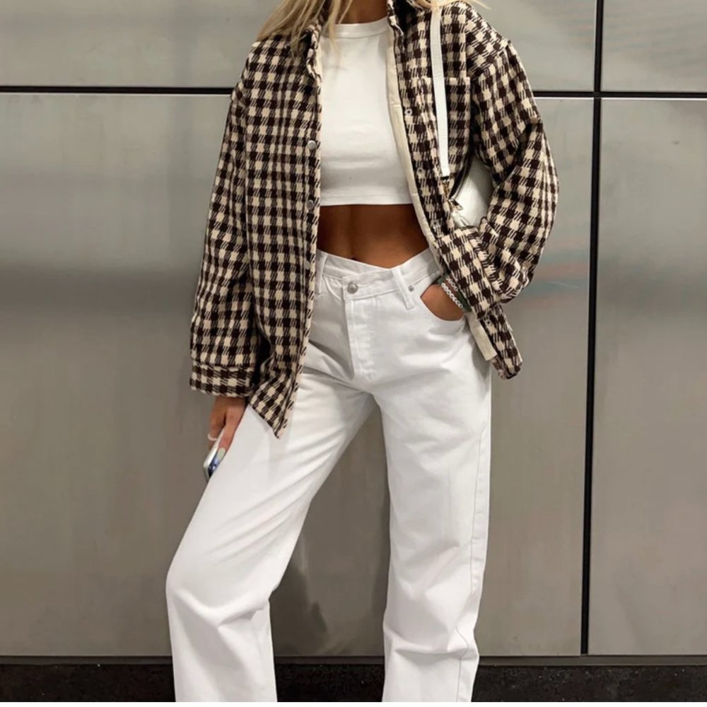 Brand New Princess Polly Holly Asymmetric Straight Leg Jeans in White Size 2